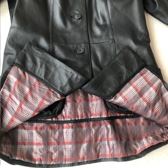 Black DANIER Leather Mid-Length Button-Front Coat / Jacket with Liner Vest XS - Picture 7 of 16